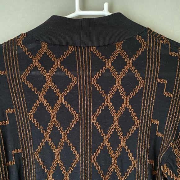 Free People sz S black copper boho prairie sweater top - Picture 8 of 9